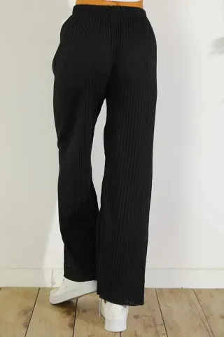 Pantalon lungi damă Plisat Negru hover