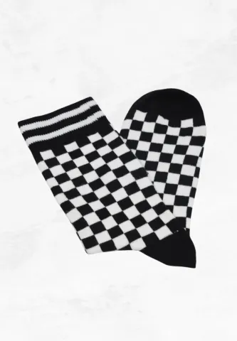 Șosete Confortabile Bărbați – Design cu Carouri, Nuanță Neagră