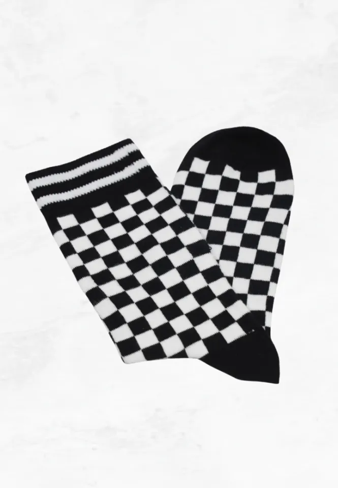 Șosete Confortabile Bărbați – Design cu Carouri, Nuanță Neagră