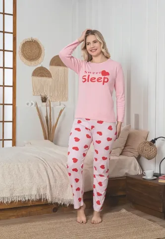 Pijama Dama Sweet Sleep – Roz cu Design Drăguț și Material Moale pentru Relaxare