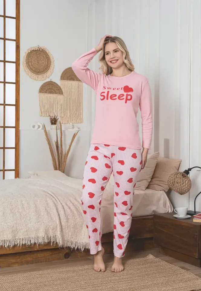 Pijama Dama Sweet Sleep – Roz cu Design Drăguț și Material Moale pentru Relaxare