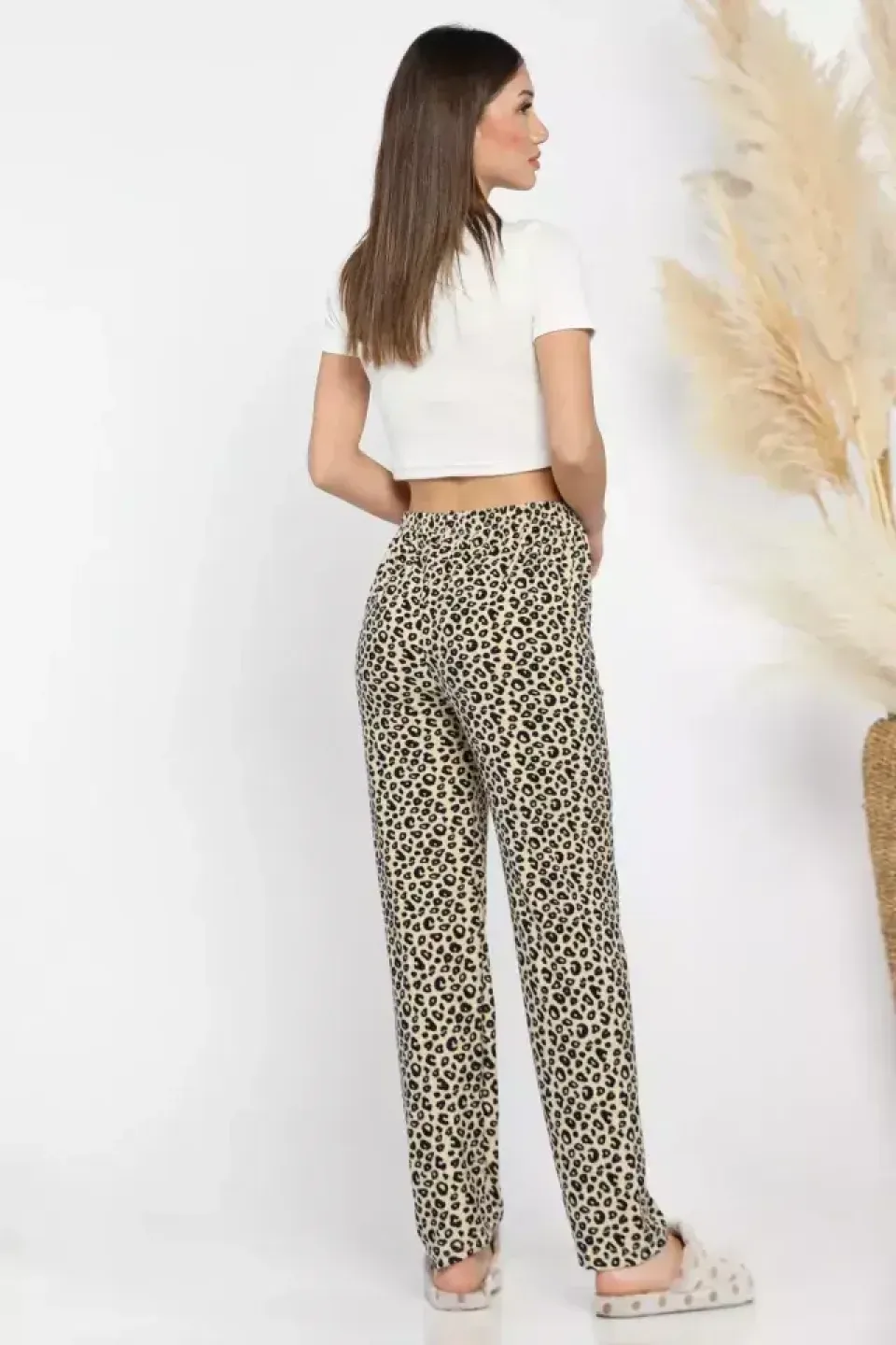 Pantaloni de casă damă, fleece Leopard, moale și stilat - 3
