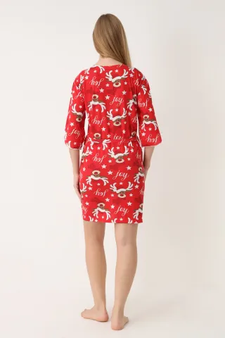 Halat damă roșu cu model cu reni hover