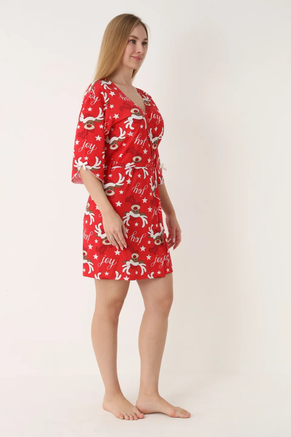 Halat damă roșu cu model cu reni - 3