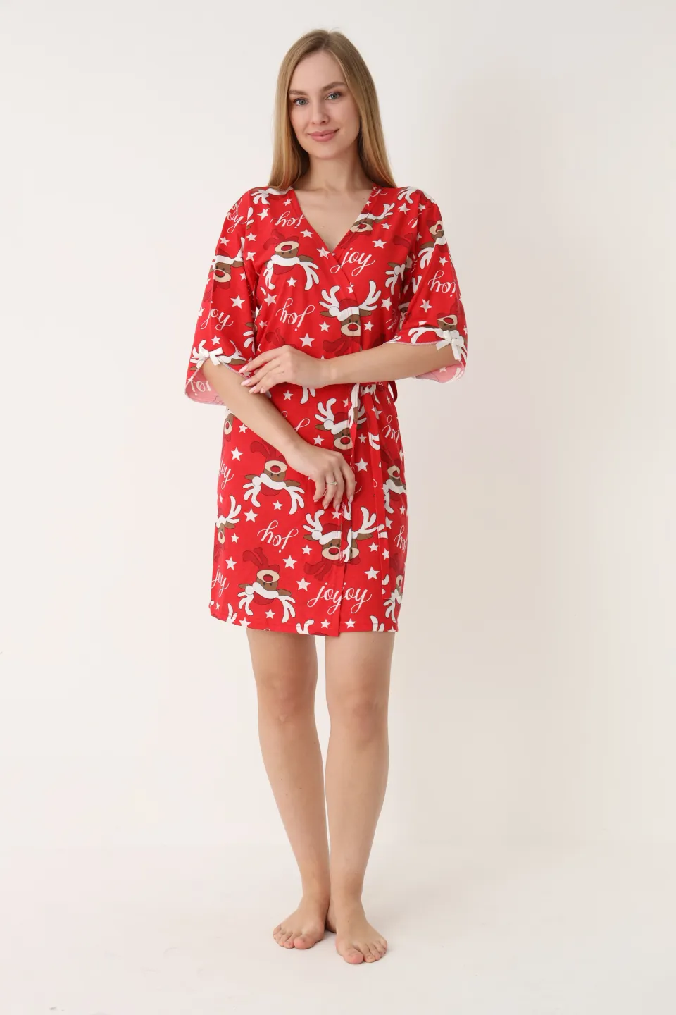 Halat damă roșu cu model cu reni - 1