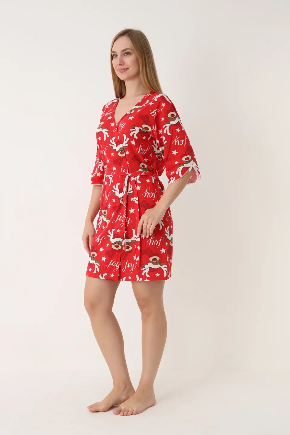 Halat damă roșu cu model cu reni - 4