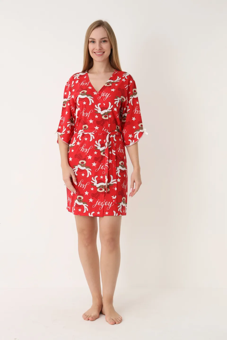 Halat damă roșu cu model cu reni - 6