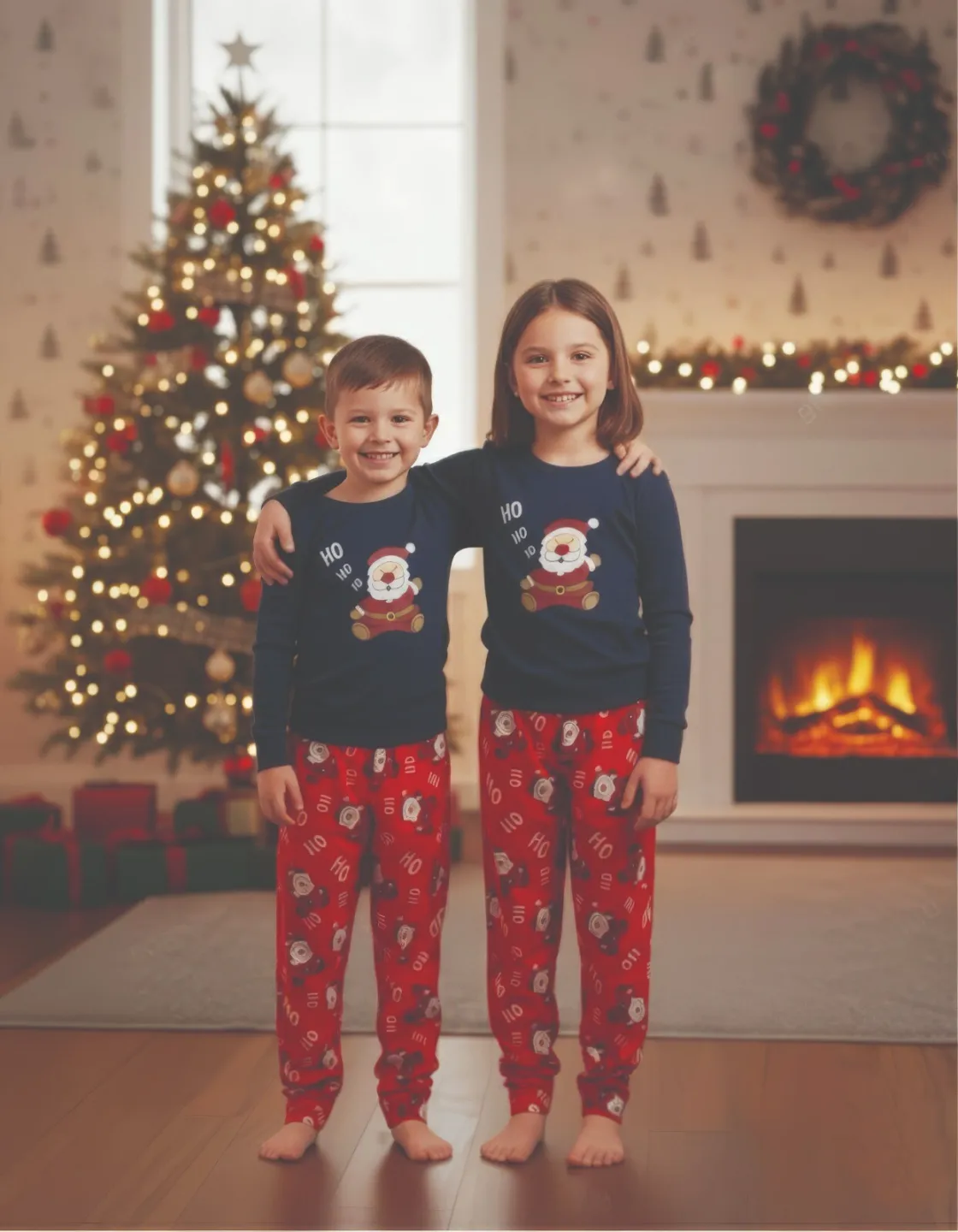 Pijama copii Crăciun bleumarin cu Moș Crăciun - 1