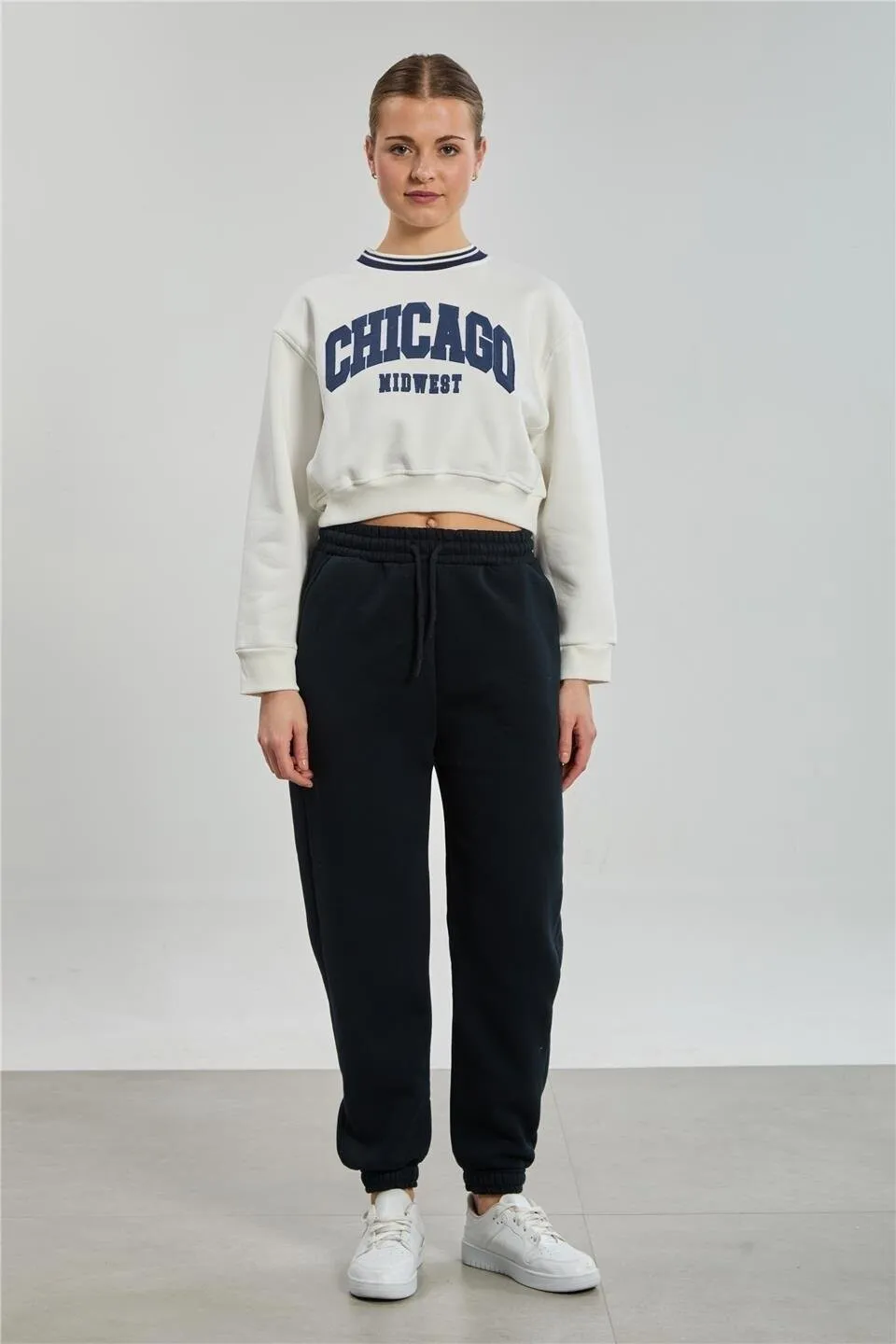 Pantalon de trening sport damă, negru, cu buzunare laterale - 5