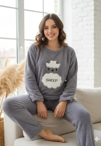 Pijama damă Cocolino cu mânecă lungă și pantaloni lungi,Gri